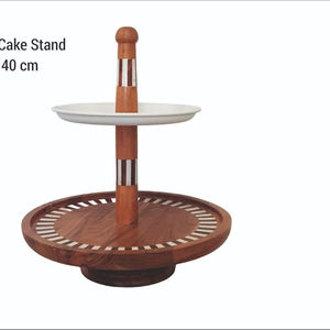 Support à gâteau à 2 étages en bois d'acacia, design moderne, écologique, réutilisable, vaisselle artisanale de bonne qualité - Product Image 1