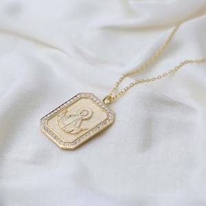 Collar con Colgante de Piedra de Zirconia con Diseño de Jesús y Medallón de Forma Geométrica, Joyería de Plata de Ley 925 para Compromiso, Boda, Fiesta - Product Image 2