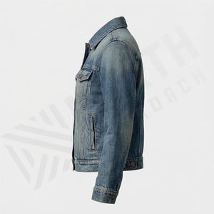 Veste en jean sur mesure pour homme, automne-hiver, couleur unie, personnalisable, marque privée, haute qualité, logo frontal, vêtement d'extérieur tendance - Product Image 3