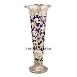 Look accrocheur Unique Floral Designer couleur argent brillant poli aluminium coulé Table de mariage pièce maîtresse trompette Vase - Product Image 1