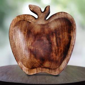 Wooden Bowl Apple Shaped Mango <b>Wood</b> Bowl, <b>Rustic</b> Centrepiece for <b>Dining</b> <b>Table</b>, Serving Snack Bowl, Dipping Bowl, Handmade - Product Image 4