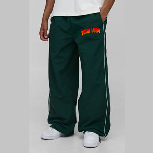 Logo personnalisé 100% polyester imperméable anti-froissement en nylon pantalons pour hommes pantalons lavés personnalisés pantalons pour hommes hip hop à jambes larges amples - Product Image 1