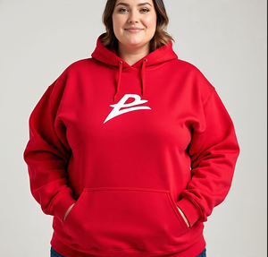 100% coton grande taille pull à capuche surdimensionné pour femmes avec logo personnalisé polaire douce avec capuche manches longues et poche kangourou - Product Image 1