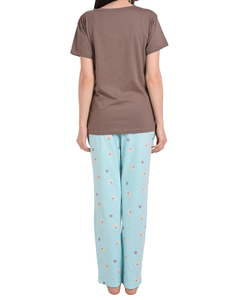 Conjunto de pijama estampado de verano para mujer, Top y pantalones de manga larga con cuello redondo - Product Image 5