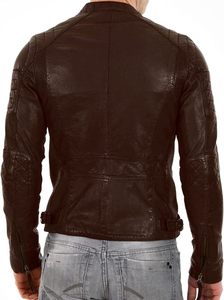 Veste en cuir pour homme en mélange de laine de qualité supérieure, saison d'hiver, cuir véritable personnalisé avec un style motard élégant, veste imperméable pour homme - Product Image 6
