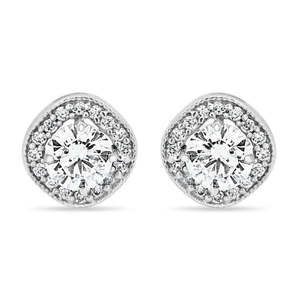 NOVAMART Fine Zarkan Royal <b>Silver</b> <b>Stud</b> <b>Earrings</b> Trendy Ethnic Flower Pattern Classic Copper with Zircon Pearl Diamond for Weddin - Product Image 2