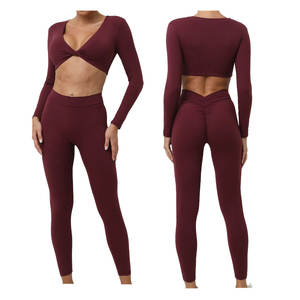 Offre Spéciale haute qualité sport soutien-gorge taille haute Leggings costume à manches longues vêtements d'entraînement vêtements de sport femmes Fitness vêtements Yoga ensemble - Product Image 6