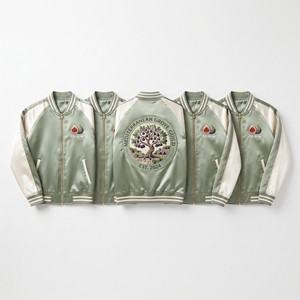 Wholesale Satin Bomber Jacket Royal Blue Yellow Cicada Insect Embroidered Varsity <b>Coat</b> Front Zip Outerwear Direct Factory - Product Image 3