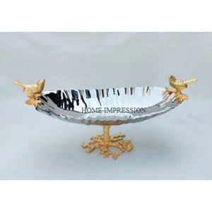 Tazón de aluminio para servir fruta seca con diseño de hojas de cubiertos al por mayor, manijas clásicas de Color dorado hechas a mano para el hogar, tazón decorativo - Product Image 5