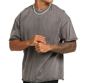 T-shirt vintage personnalisé pour homme, 100% coton, surdimensionné, manches courtes, couleur unie, logo personnalisé, haute qualité, séchage rapide - Product Image 6