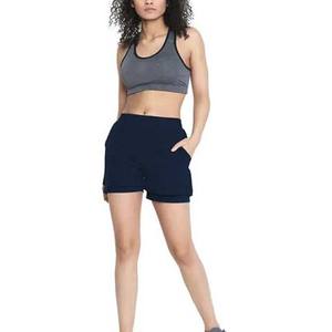 Pantalones cortos de algodón con cordón para mujer, ropa de Yoga con diseño de logotipo personalizado de secado rápido, azul marino, alta calidad - Product Image 3