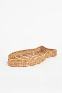 Élégance et utilité Plateau rond de service alimentaire Plateau décoratif en rotin tissé avec poignées pour table basse alimentaire - Product Image 5