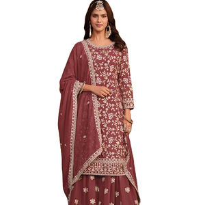 Último diseñador Faux Georgette bordado secuencia trabajo Sharara traje por Fab Zone - Product Image 1