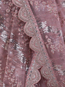 Trendmalls Women's K1121-<b>Purple</b> <b>Saree</b> Unstitch Blouse Piece Net Sequin Embroidery Zarkan Work Indian Pakistani Wedding Party - Product Image 5