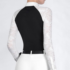 New custom Sports Girls Long Sleeves Shirts English Horse Riding Shirt Quick Dry Kids Equestrain Half Zip Jacket - Product Image 2