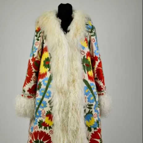 Women Cheap Clothes Women's Winter Casual Coat Suzani Embroidery Fur Parka Women With Wool Collar Winter Jackets for Ladies