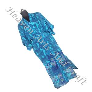 KL007 2024 Spring <b>Women</b> Vintage Sari <b>Kimono</b> Long Sleeve Stylish Multi Color Beach Wear Long Vintage Silk Vintage Sari <b>Kimono</b> - Product Image 4