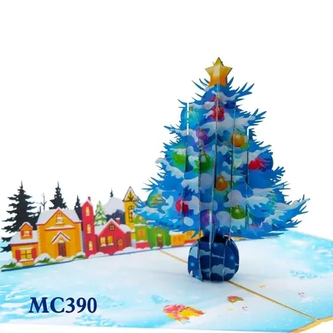 Viet-Craft Giant Noel Tree Pop Up biglietto di auguri 3D carta tagliata al Laser fatta a mano Kirigami Noel carta regalo carta regalo di natale