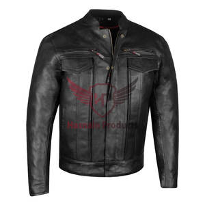 Chaqueta de cuero de invierno de alta moda para hombre con cierre de cremallera personalizable cubierta de botón 2 bolsillos con cremallera en el pecho estilo de calle alta - Product Image 5