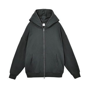 Fabricant en gros de sweats à capuche surdimensionnés à fermeture éclair intégrale, 100% coton molletonné, logo et design personnalisés, vêtements décontractés unisexes, fournisseur de sweats à capuche - Product Image 1