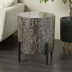 Mesa de Centro Moderna de Alta Calidad en Negro y Gris con Base de Metal y Superficie de Nácar para Uso en Hogar y Hotel - Product Image 4