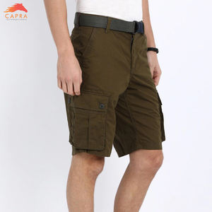 Pantalones Cortos Cargo CAPRA Streetwear para Hombre, Tejidos en Algodón, Transpirables, Resistentes al Viento, de Secado Rápido, Casuales, con Cintura Elástica y Cordón Ajustable, Teñido Liso - Product Image 2