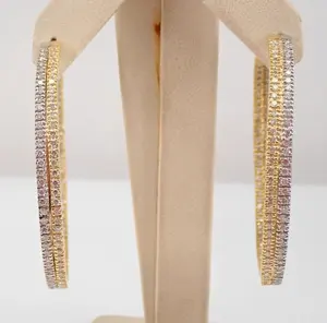 Women's Tishya Diamond 925 Sterling <b>Silver</b> Hoop <b>Earrings</b> 2 Ct Cut Moissanite Gold Plated <b>Wedding</b> Party Anniversary - Product Image 4