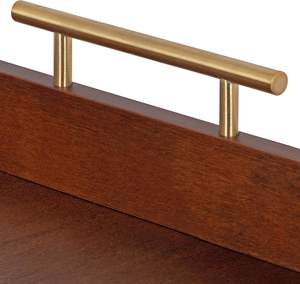 Plateau de rangement ovale en bois massif de luxe avec élégantes poignées en laiton, bord profond, finition lisse, pour cuisine, salle à manger, table basse, décoration intérieure - Product Image 3