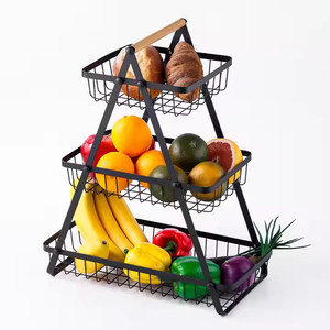 Panier à fruits et légumes multifonctionnel en métal avec poignée pour la cuisine Panier à fruits à 2/3 niveaux Support pour aliments et légumes - Product Image 1