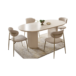 Table à manger ovale moderne en bois massif Athome Aura 180 cm/200 cm personnalisable extensible, mobilier pour hôtel et maison, prêt à l'exportation, Turquie - Product Image 2