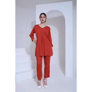 Conjunto coordinado de kurta de crepé con encanto rústico (Conjunto de 2 piezas) - Product Image 6