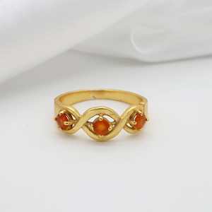 Bague exclusive en laiton triple cornaline avec pierres précieuses plaqué or bijoux religieux à la mode femmes hommes fiançailles fête d'anniversaire - Product Image 5