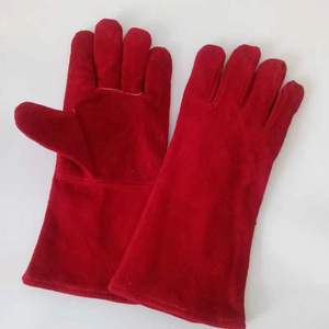 Dilpasand Bonneterie Rouge Sécurité TIG Gants de Soudage avec Doublure en Coton Pouce Droit Cuir 16 Pouces - Product Image 4