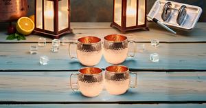 <b>Set</b> of 4 Pure Copper Hammered Moscow Mule <b>Mug</b> with Brass Handle <b>Mugs</b> for Water, 16 Ounce. - Product Image 6
