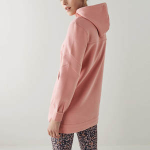 Sudadera con capucha teñida lisa con logotipo bordado personalizado para mujer, Sudadera con capucha ligera de manga larga para mujer - Product Image 2