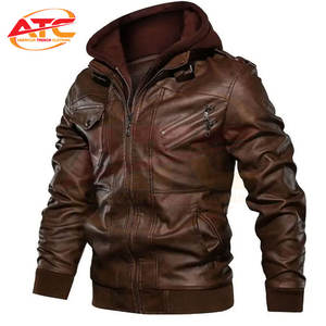Jaket kulit dengan tudung kualitas terbaik jaket kulit Fashion pria kustom jaket kulit buatan <span class=keywords><strong>Pakistan</strong></span> - Product Image 2