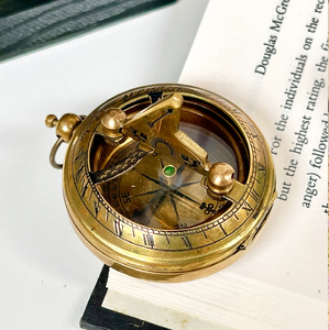 Rugged Vintage Brass Lensatic Magnetic <b>Compass</b> for Travelers, Featuring a Dark Dial and Viewing Slit At Wholesale Price - Product Image 6