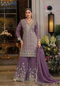 Salwar Kameez ชุดสูทสำหรับผู้หญิงชุดสูทสำหรับงานแต่งงานแบบดั้งเดิมผ้าปักสำหรับนักออกแบบที่ดูหนักหน่วง - Product Image 3