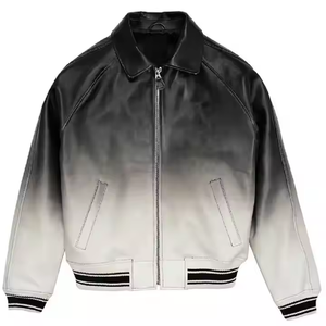Custom Made Satin Bomber Jacket Stand Collar Front Color Fade Streetwear Outerwear Varsity Jacket for Men Women OEM Supplier - Product Image 1