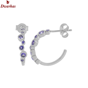 Customized party jewellery 925 <b>sterling</b> <b>silver</b> iolite gemstone half <b>hoop</b> <b>earrings</b> jewelry women - Product Image 6