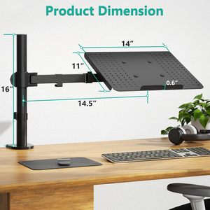 Bras de moniteur de <span class=keywords><strong>support</strong></span> de bureau <span class=keywords><strong>pour</strong></span> 1 ordinateur <span class=keywords><strong>portable</strong></span> entièrement réglable capacité de 22 lb avec <span class=keywords><strong>support</strong></span> de plate-forme de refroidissement ventilé - Product Image 3