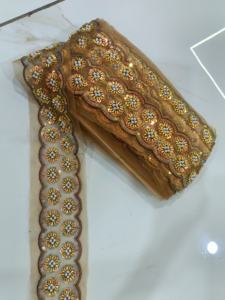 Elegant Hand <b>Beaded</b> Lace Trim for Bridal and Evening Gowns High Quality <b>Beaded</b> Lace <b>Fabric</b> for Wedding Dresses and Garments - Product Image 5