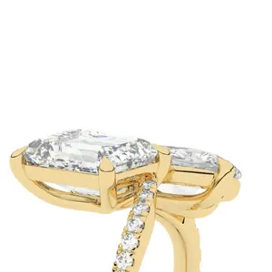 Bague de fiançailles pour femme en or jaune 14 carats, 8,25 carats, taille brillant, solitaire, diamant de laboratoire cultivé, style vintage - Product Image 4