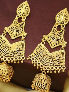 Boucles d'oreilles plaqué or designer style africain premium qualité jumkha bali boucles d'oreilles créoles pour femmes Earchain boucle d'oreille - Product Image 2