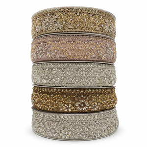 Dentelles brodées écologiques vintage à motifs floraux avec perles, artisanat exquis pour robes de mariée et textiles de luxe - Product Image 1