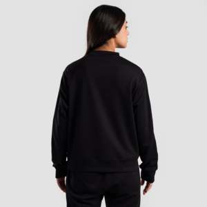 Sweat-shirt noir respirant en soie tricotée pour femme Swayline, coupe courte, brodé motif 3D, idéal pour l'hiver - Product Image 2