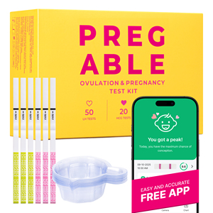 Pruebas de Ovulación PREGABLE, Kit de Pruebas de Embarazo con APP GRATUITA, SmileReader (con vasos para ayudarte a recoger el orina fácilmente para realizar el test) - Product Image 1