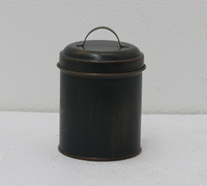 Modern Design for <b>Kitchen</b> Storage Handmade Customized Green Color Copper Wash Metal Iron Round Shape Box With Lid - Product Image 1