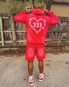 Streetwear personnalisé broderie poids lourd soleil délavé fermeture éclair à l'acide sweat strass Boxy recadrée détresse sweats à capuche hommes - Product Image 1