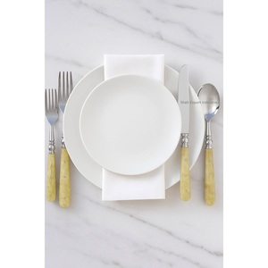 Ensemble de couverts argentés en acier inoxydable Western avec manche en résine verte pour la maison et les hôtels Ensembles de couverts de table - Product Image 2